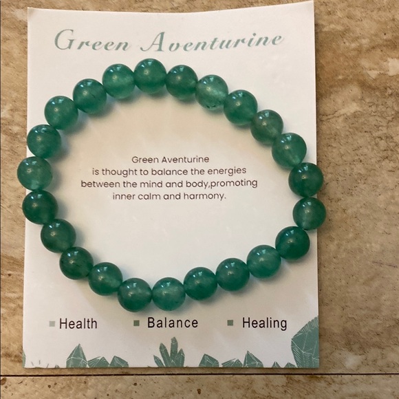 Jewelry - Bracelet-Natural Stone Green Aventurine stretchy Bracelet with card-unisex3/51